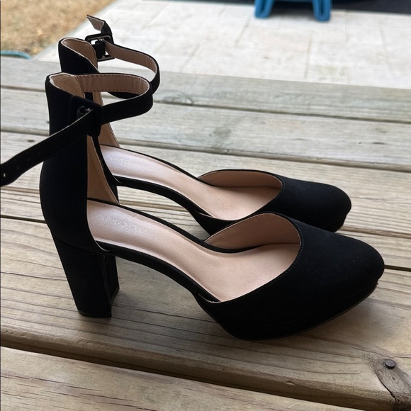 Iamqoo Women’s Size 8.5 Black Almond Toe Ankle Strap High Heels Strappy 3.5” - Picture 8 of 11